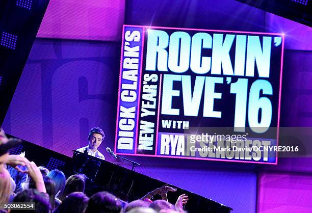 Musician Nathan Sykes performs onstage at Dick Clark's New Year's Rockin' Eve with Ryan Seacrest 2016 on December 31, 2015 in Los Angeles, CA.
