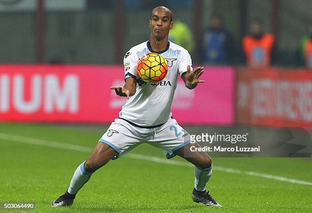 Abdoulay Konko of SS Lazio of FC Internazionale Milano controls the ball during the Serie A match between FC Internazionale Milano and SS Lazio at...