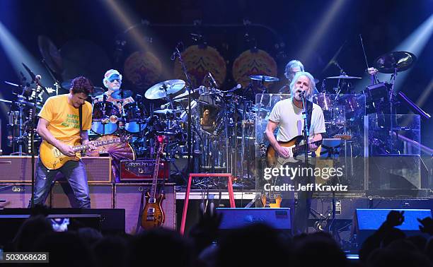 John Mayer and Bob Weir of Dead and Company perform at The Forum on December 31, 2015 in Inglewood, California.