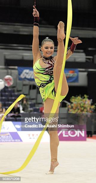 Alina Kabaeva of Russia competes in the Ribbon discipline during day one of the Rhythmic Gymnastics World Cup at Sun Arena on November 15, 2006 in...