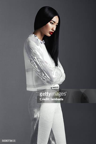 fashionable asian woman - fashion model stock pictures, royalty-free photos & images