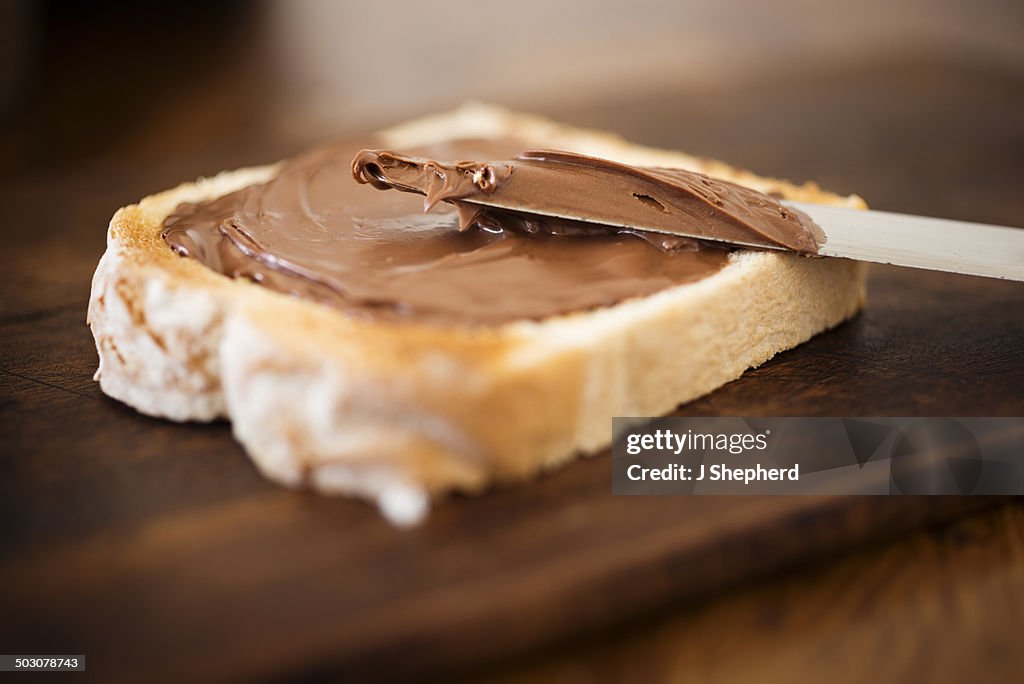 Chocolate spread on toast