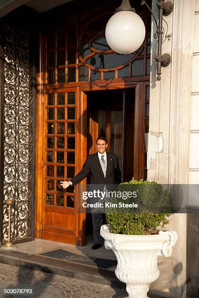 grand hotel parkers, naples, italy - doorman stock pictures, royalty-free photos & images