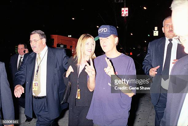 Sir Paul McCartney and fiancee Heather Mills arriving at Miramax party after The Concert for New York.