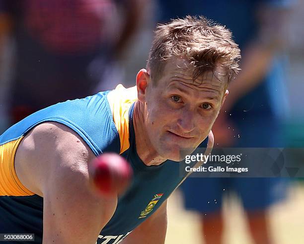 Chris Morris of the Proteas during the South African national cricket team training session at PPC Cement Newlands on January 01, 2016 in Cape Town,...