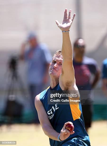 Chris Morris of the Proteas during the South African national cricket team training session at PPC Cement Newlands on January 01, 2016 in Cape Town,...