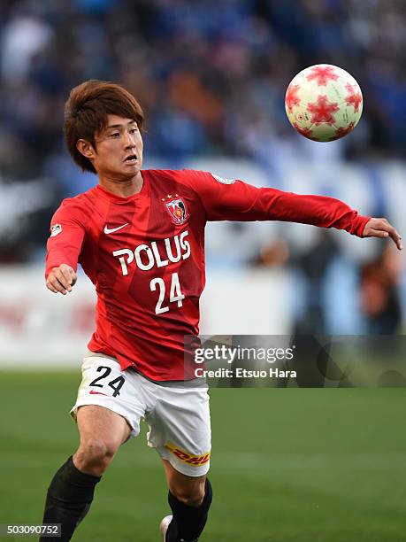 Takahiro Sekine of Urawa Red Diamonds in action during the 95th Emperor's Cup final between Urawa Red Diamonds and Gamba Osaka at Ajinomoto Stadium...