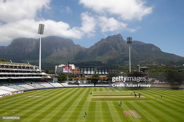 General view of the ground during South Africa media access at Newlands on January 1, 2016 in Cape Town, South Africa.