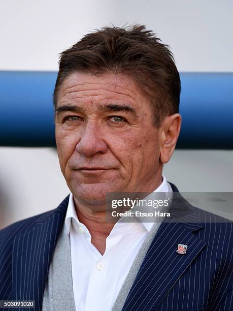 Mihailo Petrovic, coach of Urawa Red Diamonds looks on prior to the 95th Emperor's Cup final between Urawa Red Diamonds and Gamba Osaka at Ajinomoto...