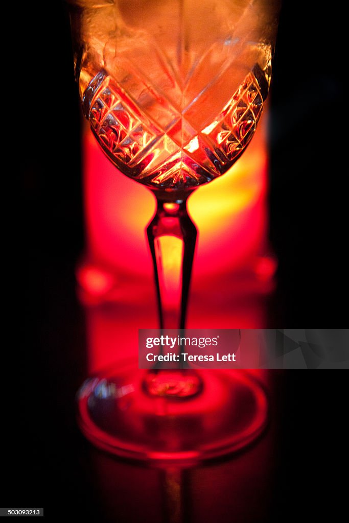 Chilled wine glass and neon