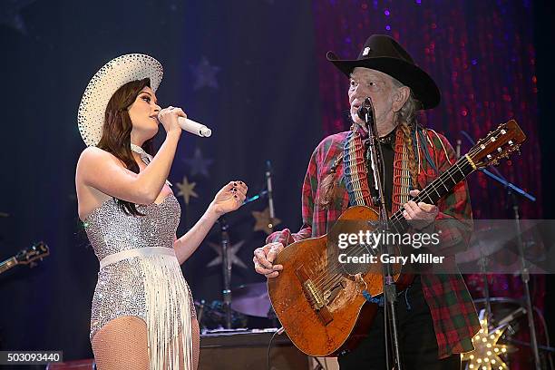 Willie Nelson and Kacey Musgraves perform in concert at ACL Live on December 31, 2015 in Austin, Texas.