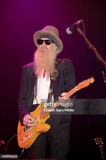 Billy Gibbons performs in concert with Willie Nelson at ACL Live on December 31, 2015 in Austin, Texas.