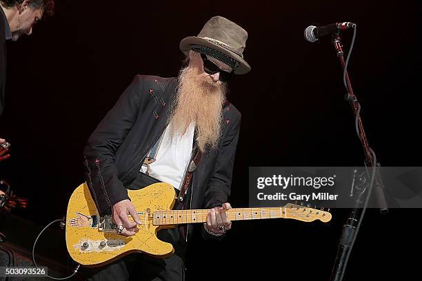 Billy Gibbons performs in concert with Willie Nelson at ACL Live on December 31, 2015 in Austin, Texas.