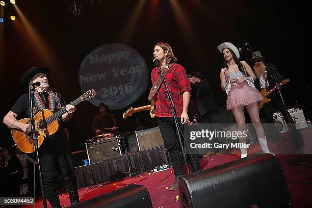 Willie Nelson, Lukas Nelson, Kacey Musgraves and Billy Gibbons perform in concert at ACL Live on December 31, 2015 in Austin, Texas.