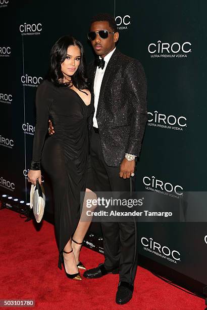 Emily Bustamante and Fabolous arriving at Sean 'Diddy' Combs and CIROC Ultra-Premium Vodka New Year's Eve Party On Star Island in Miami Beach, FL on...