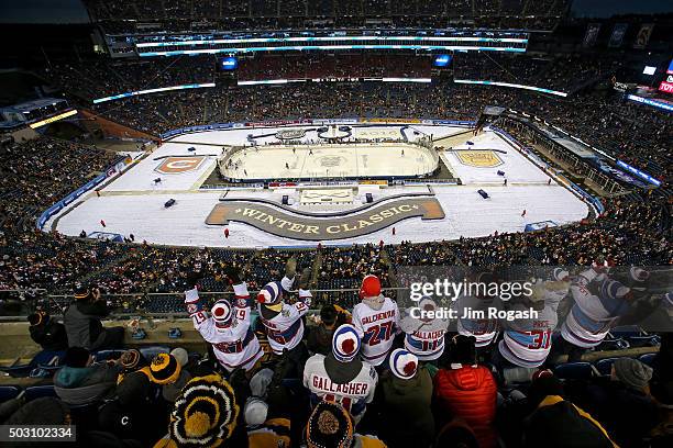General view as the Montreal Canadiens play the Boston Bruins in the third period during the 2016 Bridgestone NHL Winter Classic at Gillette Stadium...