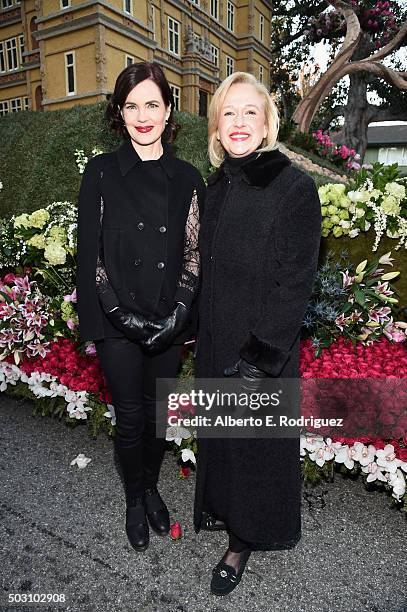 Actress Elizabeth McGovern and PBS CEO Paula Kerger participate in the 127th Tournament of Roses Parade presented by Honda on January 1, 2016 in...