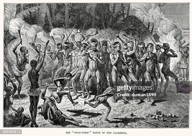 stockillustraties, clipart, cartoons en iconen met dance of new caledonia - polynesische etniciteit
