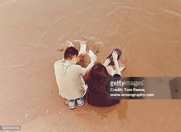 couple on the beach - wowography stock pictures, royalty-free photos & images