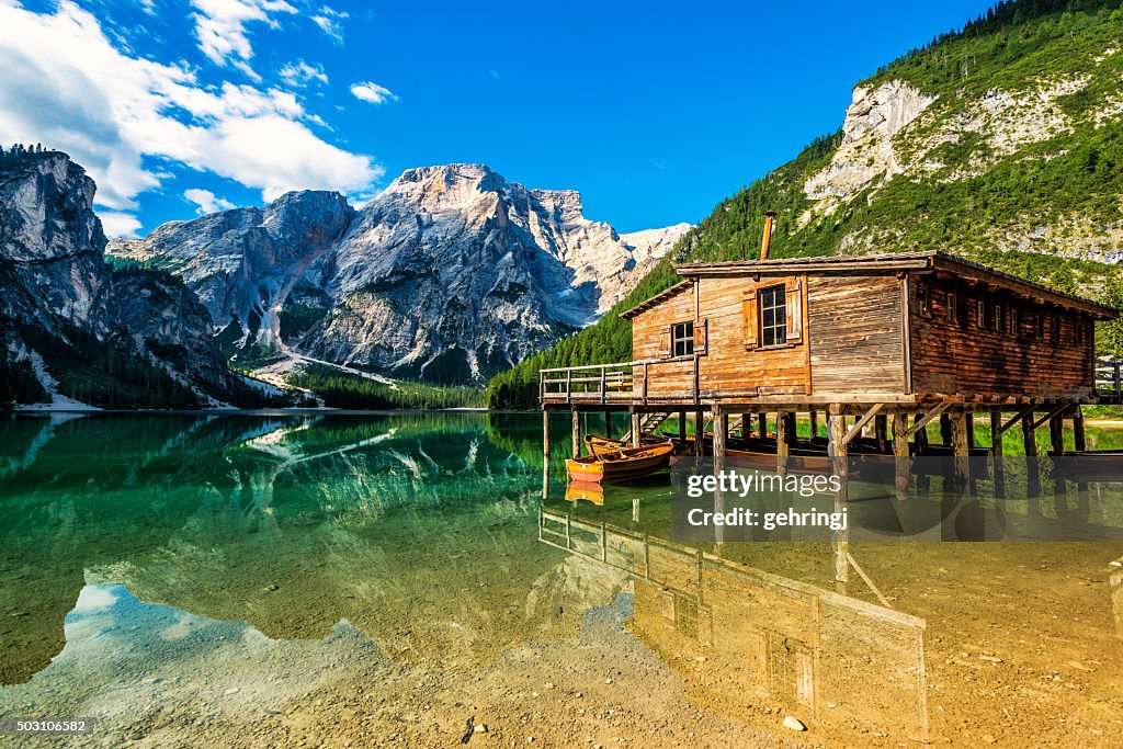 Lake Braies (Pragsersee) in South Tyrol in Summer