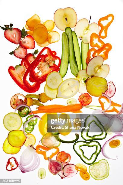 sliced produce - orange bell pepper stock pictures, royalty-free photos & images