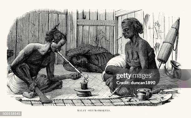 malay opium smokers - malay lady stock illustrations