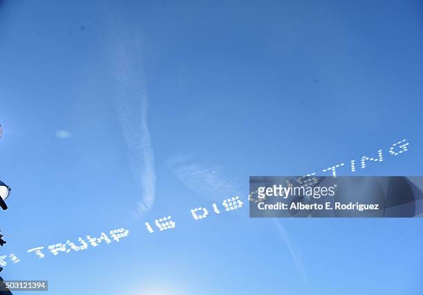 Skywriting at the 127th Tournament of Roses Parade presented by Honda on January 1, 2016 in Pasadena, California.
