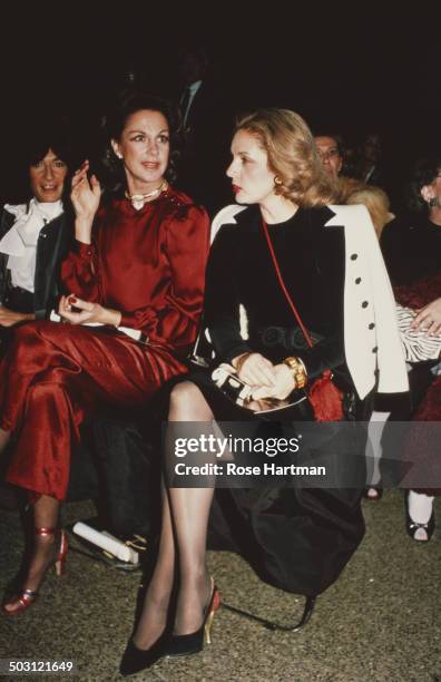 Venezuelan-American fashion designer Carolina Herrera attends a fashion show in Bryant Park, New York City, circa 1988.