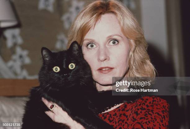 Swedish television journalist Pia Lindstrom at home in her Central Park West apartment, New York City, 1986.