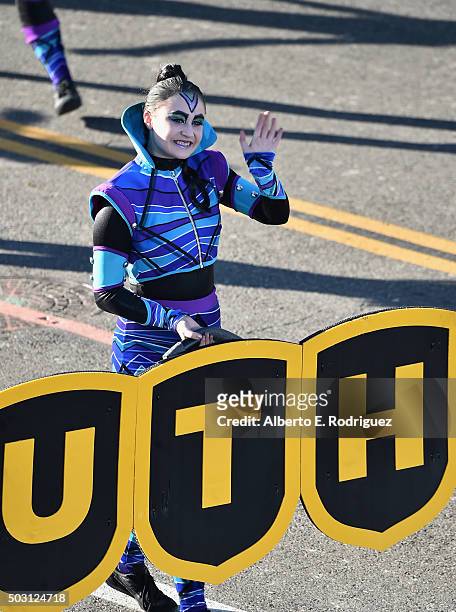 Member of the Plymouth-Canton Educational Park Marching Band participates in the 127th Tournament of Roses Parade presented by Honda on January 1,...