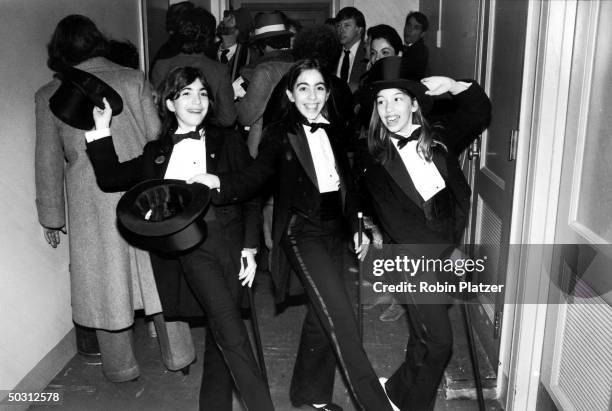 Jenny and Jillian Gersten, daughters of producer Bernard Gersten w. Sofia Coppola, daughter of director Francis Ford Coppola, at film premiere of One...