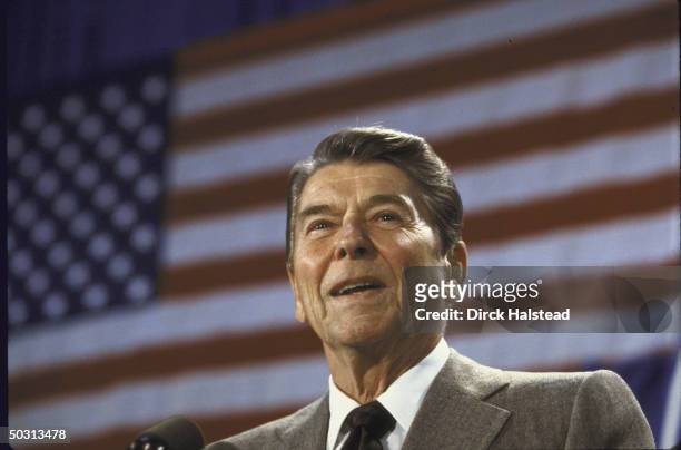 President Ronald W. Reagan speaking at a fundraiser for Senate Candidate Linda Chavez's campaign.