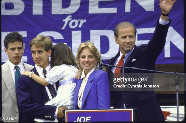 Sen. Joseph R. Biden Jr. Standing with his family after announcing his candidacy for the Democratic presidential nomination.