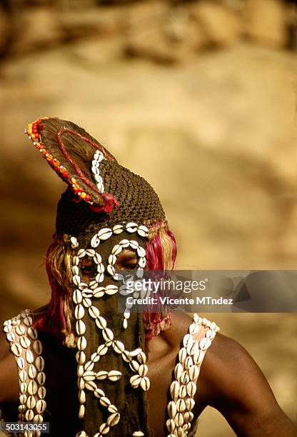 Máscara de gallo con conchas de cauri, Nombori Rooster masks with cauri shells, Nombori