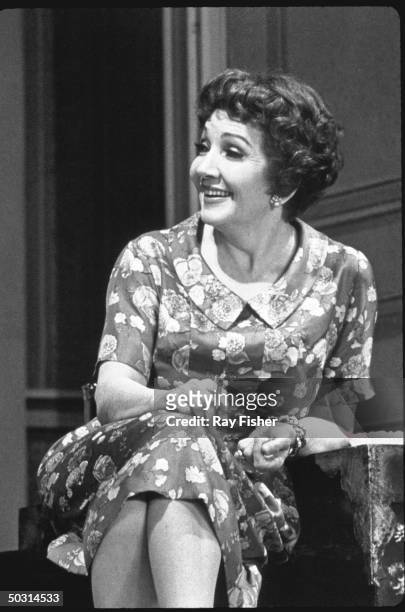 Actress Claudette Colbert in a scene from the stage play Diplomatic Relations.