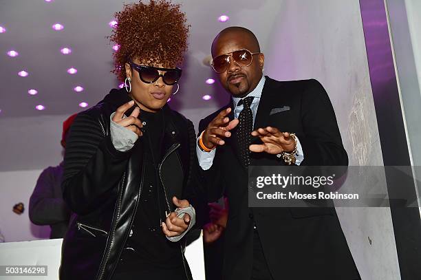 Rap Artist Da Brat and music producer Jermaine Dupri attend Lifetime premiere of "The Rap Game" at Suite Lounge Rooftop on January 1, 2016 in...