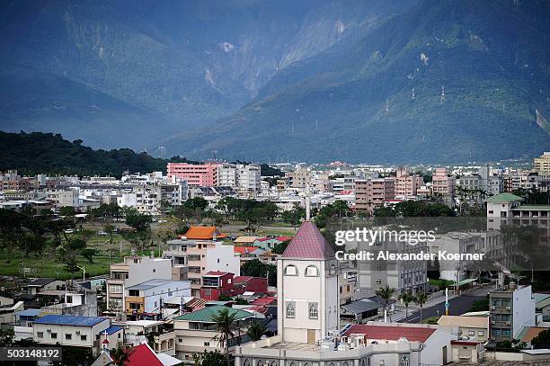 Church is seen in the city centre on January 2, 2016 in Hualien, Taiwan. The city of Hualien is the county seat of Hualien County, which is located...