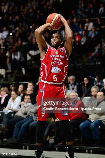 Preston Knowles of Giorgio Tesi Group in action during the match of LegaBasket between Virtus Obiettivo Lavoro and Olimpia Giorgio Tesi Group Pistoia...