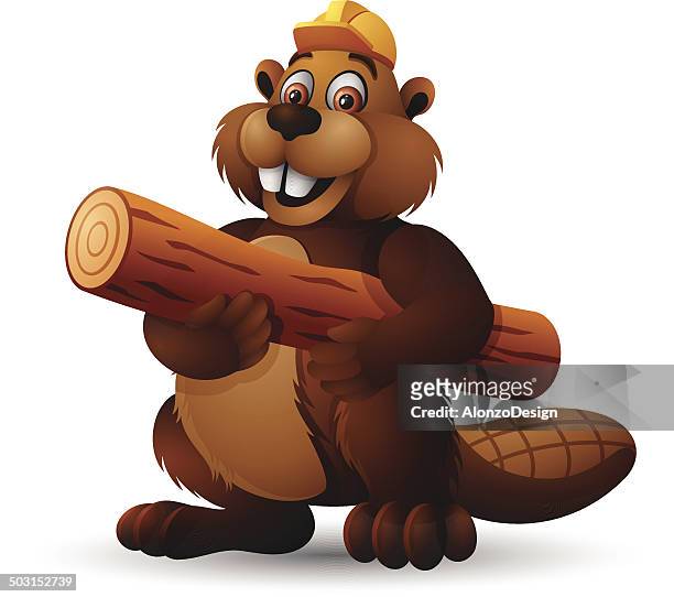 stockillustraties, clipart, cartoons en iconen met beaver character - funny beaver