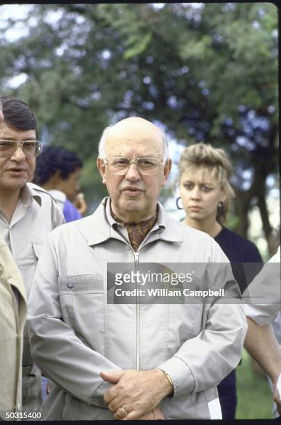 South African President Pieter W. Botha visting the flooded areas along Orange River.