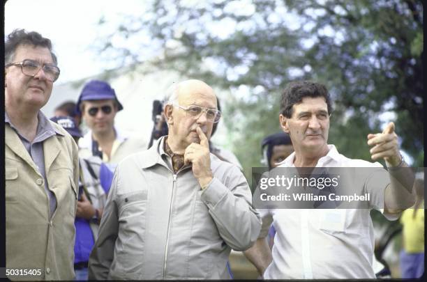 South African President Pieter W. Botha visting the flooded areas along Orange River.