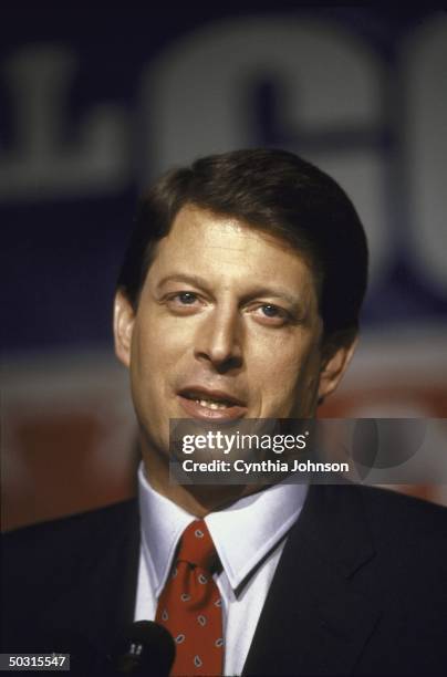 Senator Al Gore celebrating his victory in the Super Tuesday Presidential Primary.