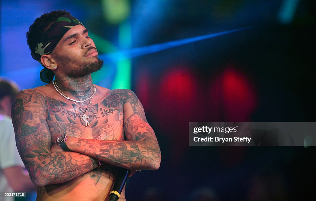 Drai's LIVE Kicks Off 2016 With Performance By Resident Artist Chris Brown At Drai's Nightclub In Las Vegas