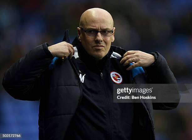 Reading manager Brian McDermott looks on ahead of the Sky Bet Championship match between Reading and Bristol City on January 2, 2016 in Reading,...