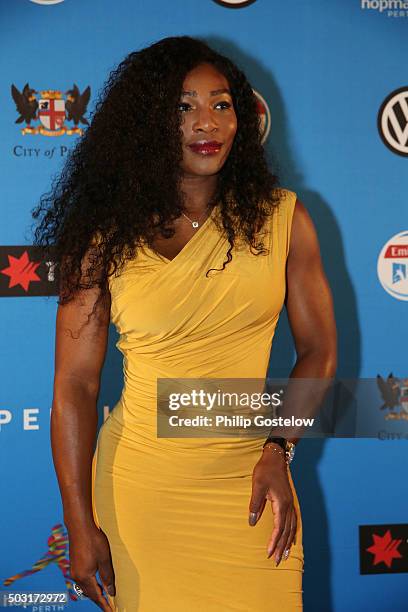 Serena Williams arrives at the 2016 Hopman Cup Player Party at Perth Crown on January 2, 2016 in Perth, Australia.