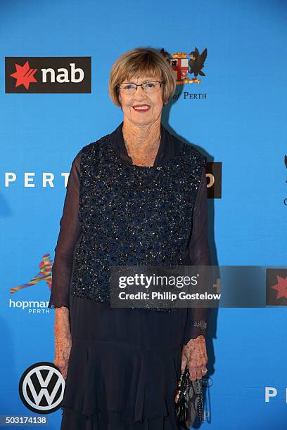 Margaret Court arrives at the 2016 Hopman Cup Player Party at Perth Crown on January 2, 2016 in Perth, Australia.