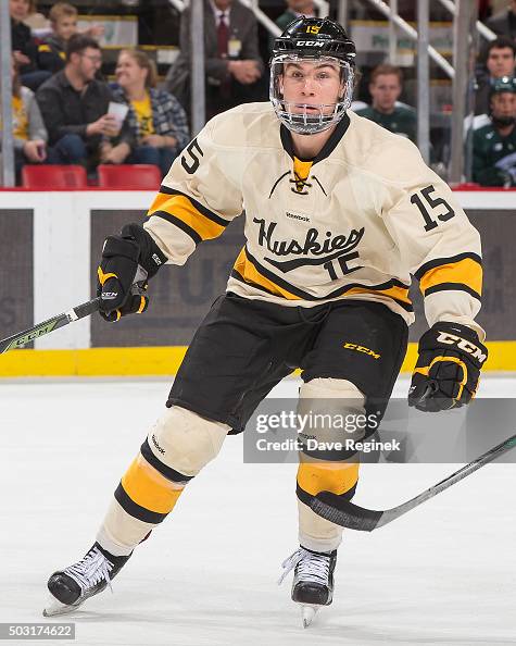 Jake Rucinski Jake Lucchini of the Michigan Tech Huskies follows the play against ...