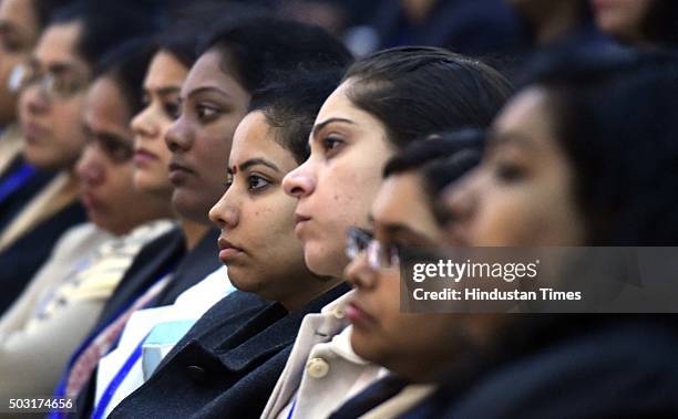 Young Officer Trainees of the 67th Batch of the Indian Revenue Service during the interaction with Finance Minister Arun Jaitley to maintain absolute...