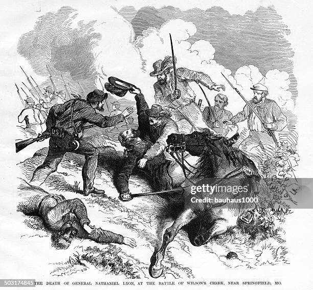 stockillustraties, clipart, cartoons en iconen met the battle of wilson's creek - springfield missouri