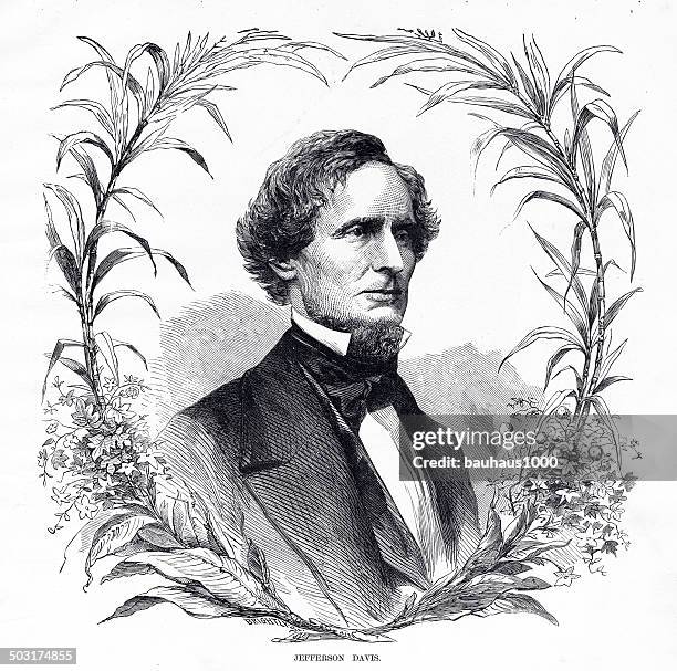jefferson davis engraving - jefferson davis stock illustrations